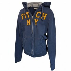 Abercrombie & Fitch Y2K Embroidered Full Zip Muscle Hoodie Navy XL "Fitch NY"